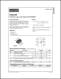 FDG316P datasheet: P-Channel Logic Level PowerTrench MOSFET FDG316P
