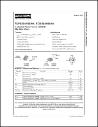 FDP038AN06A0 datasheet: N-Channel PowerTrench  MOSFET 60V, 80A, 3.8mOhm FDP038AN06A0
