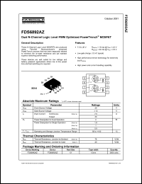 FDS6892AZ datasheet: Dual N-Channel Logic Level PWM Optimized PowerTrench MOSFET FDS6892AZ