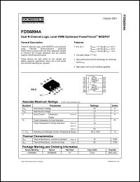 FDS6894A datasheet: Dual N-Channel Logic Level PWM Optimized PowerTrench MOSFET FDS6894A