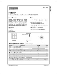 FDZ204P datasheet: P-Channel 2.5V Specified PowerTrench BGA MOSFET FDZ204P