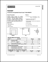 FDZ206P datasheet: P-Channel 2.5V Specified PowerTrench BGA MOSFET FDZ206P