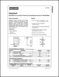 FDZ2554P datasheet: Dual P-Channel 2.5V Specified PowerTrench BGA MOSFET FDZ2554P
