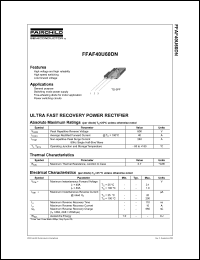 FFAF40U60DN datasheet: ULTRA FAST RECOVERY POWER RECTIFIER FFAF40U60DN