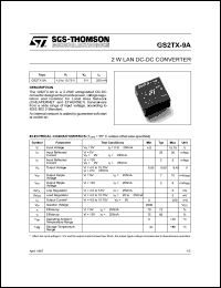 GS2TX-9A datasheet: 2 W LAN DC-DC CONVERTER GS2TX-9A