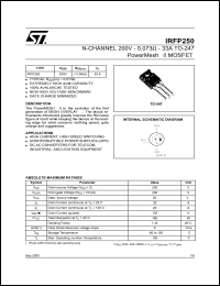 IRFP250 datasheet: N-CHANNEL 200V 0.073 OHM 33A TO-247 POWERMESH II MOSFET IRFP250