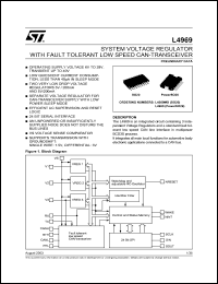 L4969 datasheet: SYSTEM VOLTAGE REGULATOR WITH FAULT TOLERANT LOW SPEED CAN-TRANSCEIVER L4969