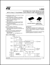 L4969MD datasheet: SYSTEM VOLTAGE REGULATOR WITH FAULT TOLERANT LOW SPEED CAN-TRANSCEIVER L4969MD