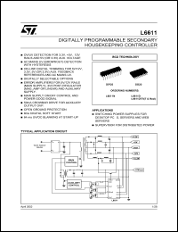 L6611DTR datasheet: DIGITALLY PROGRAMMABLE SECONDARY HOUSEKEEPING CONTROLLER L6611DTR