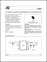 L6920D datasheet: 1V HIGH EFFICIENCY SYNCHRONOUS STEP UP CONVERTER L6920D