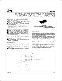 L6996DTR datasheet: DINAMICALLY PROGRAMMABLE SYNCHRONOUS STEP DOWN CONTROLLER FOR MOBILE CPUS L6996DTR
