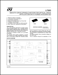 L7203S datasheet: SMOOTH DRIVE SPINDLE MOTOR FOR OPTICAL DRIVE APPLICATION WITH POWER INTEGRATED L7203S