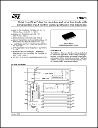L9826 datasheet: OCTAL LOW-SIDE DRIVER FOR RESISTIVE AND INDUCTIVE LOADS WITH SERIAL/PARALLEL INPUT CONTROL, OUTPUT PROTECTION AND DIAGNOSTIC L9826