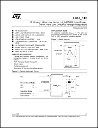 LDO_512 datasheet: IP LIBRARY: ULTRA LOW NOISE, HIGH PSRR, LOW POWER, 30MA VERY LOW DROPOUT VOLTAGE REGULATORS. LDO_512