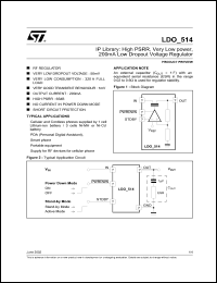 LDO_514 datasheet: IP LIBRARY: HIGH PSRR, VERY LOW POWER, 200MA LOW DROPOUT VOLTAGE REGULATOR. LDO_514