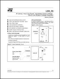 LDO_55 datasheet: IP LIBRARY: VERY LOW POWER, ADJUSTABLE OUTPUT VOLTAGE, 25MA LOW DROPOUT VOLTAGE REGULATOR. LDO_55