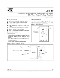 LDO_59 datasheet: IP LIBRARY: ULTRA LOW NOISE, HIGH PSRR, LOW POWER, 20MA LOW DROPOUT VOLTAGE REGULATOR. LDO_59