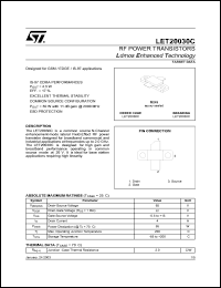 LET20030C datasheet: RF POWER TRANSISTORS LDMOS ENHANCED TECHNOLOGY LET20030C