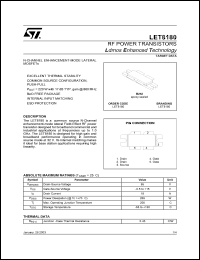 LET8180 datasheet: RF POWER TRANSISTORS LDMOS ENHANCED TECHNOLOGY LET8180