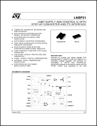 LNBP21PD-TR datasheet: LNBP SUPPLY AND CONTROL IC WITH STEP-UP CONVERTER AND I2C INTERFACE LNBP21PD-TR