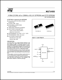 M27V400 datasheet: NND - 4 MBIT (512KB X8 OR 256KB X16) UV EPROM AND OTP EPROM M27V400