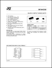 M74HC00B1R datasheet: QUAD 2-INPUT NAND GATE M74HC00B1R
