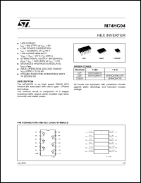 M74HC04M1R datasheet: HEX INVERTER M74HC04M1R