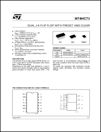 M74HC73M1R datasheet: DUAL J-K FLIP FLOP WITH PRESET AND CLEAR M74HC73M1R