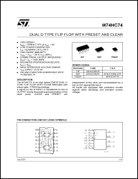 M74HC74M1R datasheet: DUAL D TYPE FLIP FLOP WITH PRESET AND CLEAR M74HC74M1R