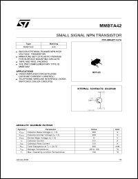 MMBTA42 datasheet: SMALL SIGNAL NPN TRANSISTOR MMBTA42