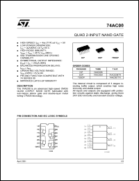 74AC00MTR datasheet: QUAD 2-INPUT NAND GATE 74AC00MTR