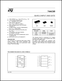 74AC08TTR datasheet: QUAD 2-INPUT AND GATE 74AC08TTR