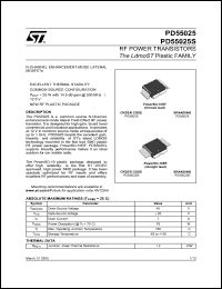 PD55025S datasheet: RF POWER TRANSISTORS THE LDMOST PLASTIC FAMILY PD55025S