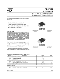 PD57002 datasheet: RF POWER TRANSISTORS THE LDMOST PLASTIC FAMILY PD57002
