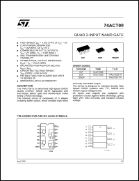 74ACT00MTR datasheet: QUAD 2-INPUT NAND GATE 74ACT00MTR