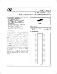 74ACT16373TTR datasheet: 16-BIT D-TYPE LATCH WITH 3-STATE OUTPUTS (NON INVERTED) 74ACT16373TTR