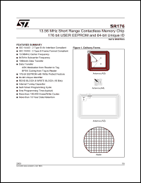 SR176 datasheet: 13.56 MHZ, ISO 14443, CONTACTLESS MEMORY CHIP 176 BIT USER EEPROM AND 64-BIT UNIQUE ID SR176