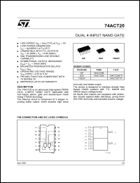 74ACT20M datasheet: DUAL 4-INPUT NAND GATE 74ACT20M