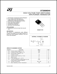 ST2009DHI datasheet: HIGH VOLTAGE FAST-SWITCHING NPN POWER TRANSISTOR ST2009DHI