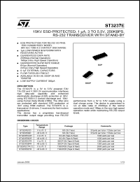 ST3237EBTR datasheet: 15KV ESP PROTECTED 3 TO 5.5V 250KBPS RS-232 TRANSCEIVER WITH STAND-BY ST3237EBTR