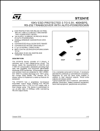 ST3241EBD datasheet: 15KV ESD PROTECTED 3 TO 5.5 V, 400 KBPS RS-232 TRANSCEIVER WITH AUTO-POWERDOWN ST3241EBD