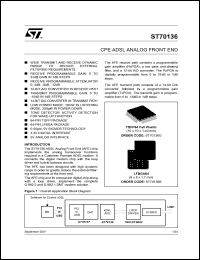 ST70136B datasheet: CPE ADSL ANALOG FRONT END ST70136B