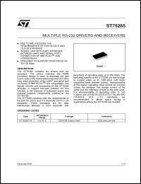 ST75285CTR datasheet: MULTIPLE RS-232 DRIVERS AND RECEIVERS ST75285CTR