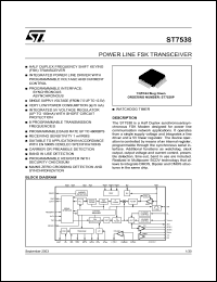 ST7538P datasheet: POWER LINE FSK TRANSCEIVER ST7538P