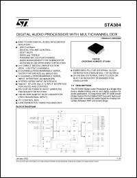 STA304 datasheet: DIGITAL AUDIO PROCESSOR WITH MULTICHANNEL DDX(TM) STA304