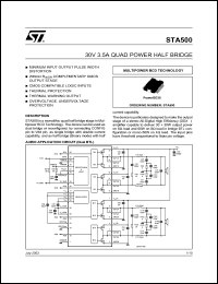 STA500 datasheet: 30V 3.5A QUAD POWER HALF BRIDGE STA500