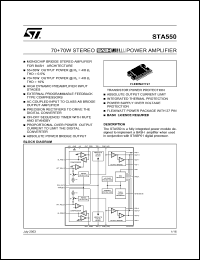 STA550 datasheet: 70+70W STEREO BASH POWER AMPLIFIER STA550