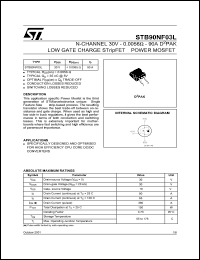 STB90NF03L datasheet: N-CHANNEL 30V 0.0056 OHM 90A D2PAK LOW GATE CHARGE STRIPFET POWER MOSFET STB90NF03L