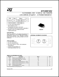 STC6NF30V datasheet: N-CHANNEL 30V - 0.020 OHM - 6A TSSOP8 2.5V-DRIVE STRIPFET II POWER MOSFET STC6NF30V