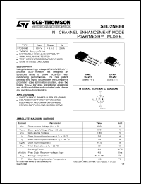 STD2NB60T4 datasheet: N-CHANNEL ENHANCEMENT MODE POWERMESH MOSFET STD2NB60T4
